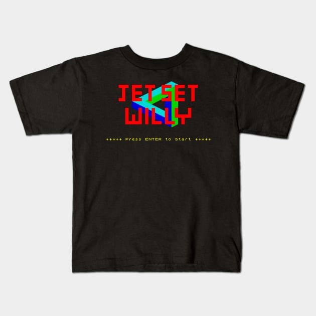 Jet Set Willy ZX Spectrum title Kids T-Shirt by conform